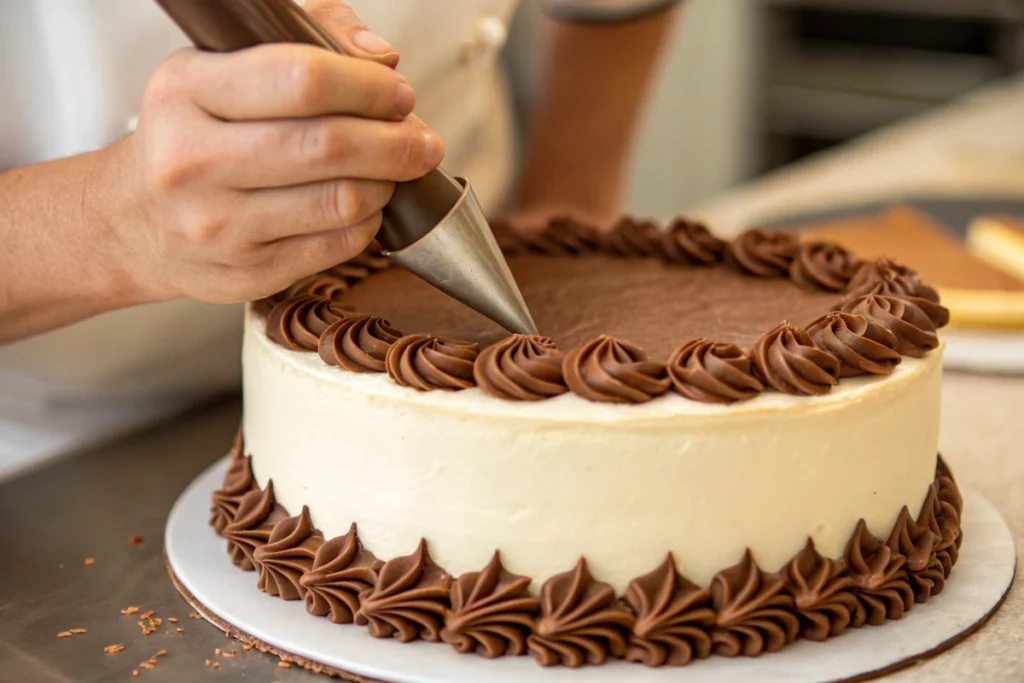vanilla cake with chocolate frosting