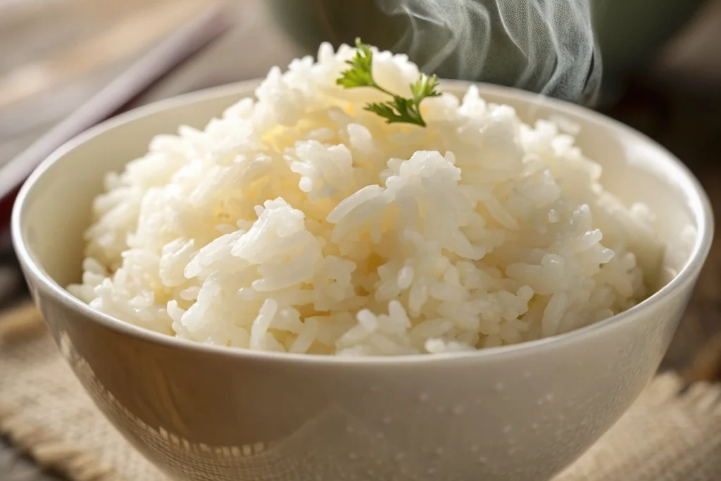 Fluffy White Rice in a Bowl