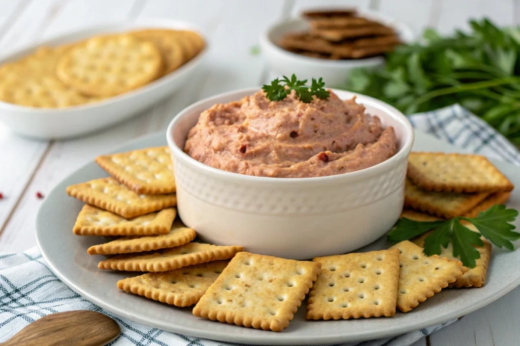 ero image of Braunschweiger dip with crackers