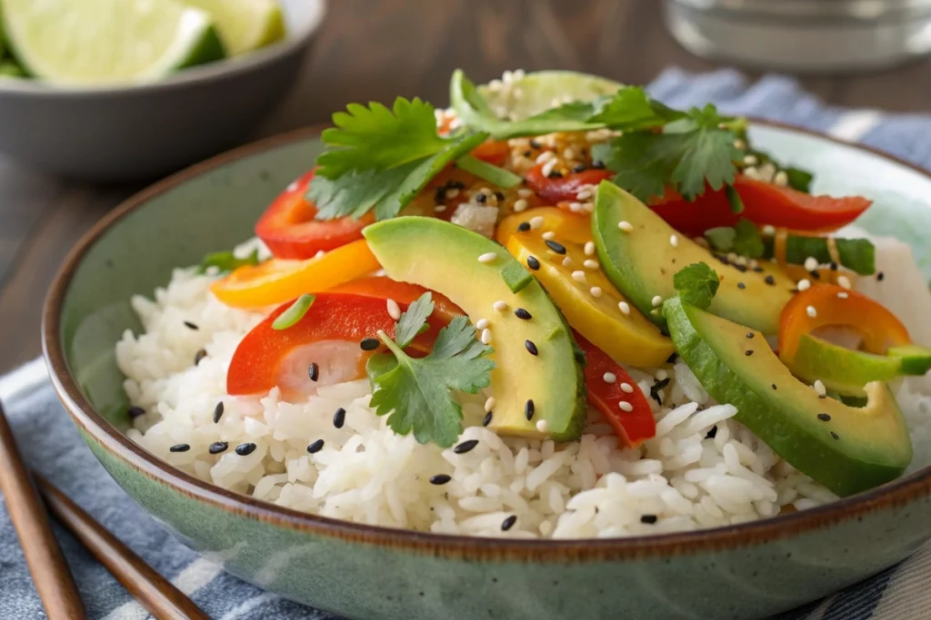 Vibrant Rice Dish with Toppings