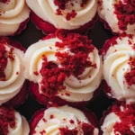 Moist red velvet cupcakes with cream cheese frosting