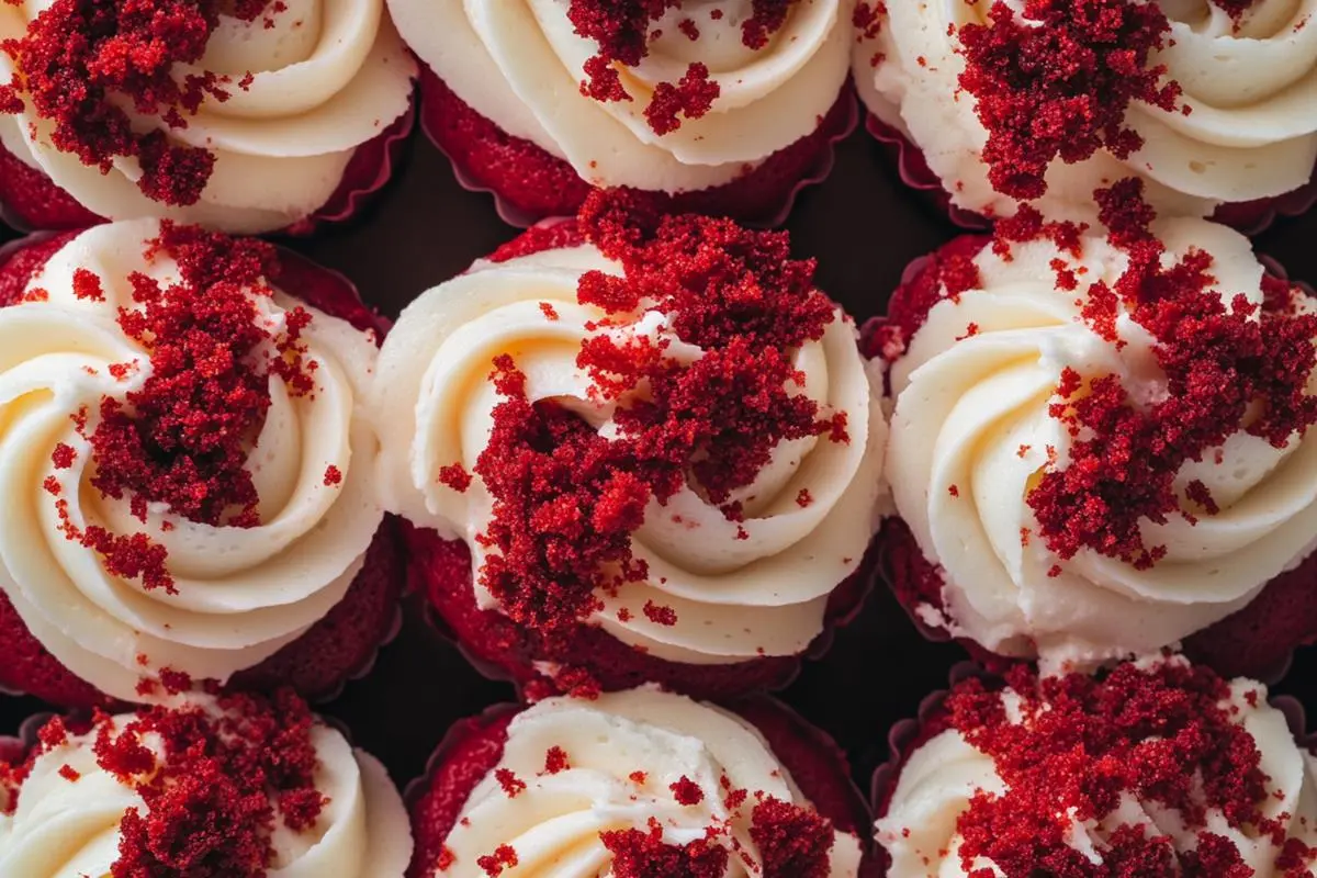 Moist red velvet cupcakes with cream cheese frosting