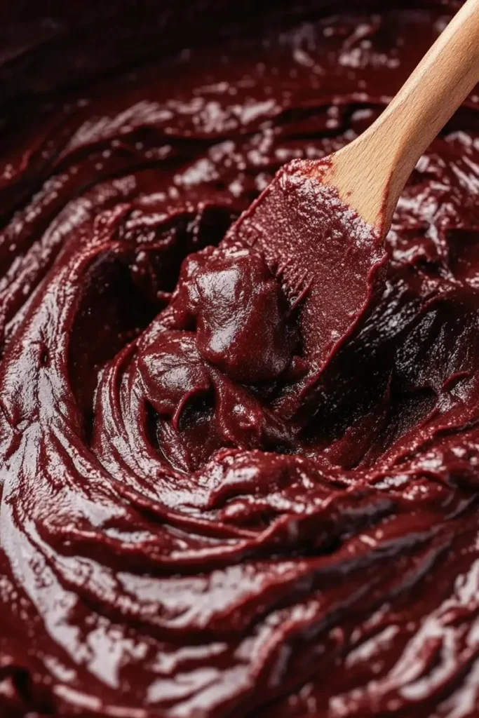 Mixing red velvet cupcake batter